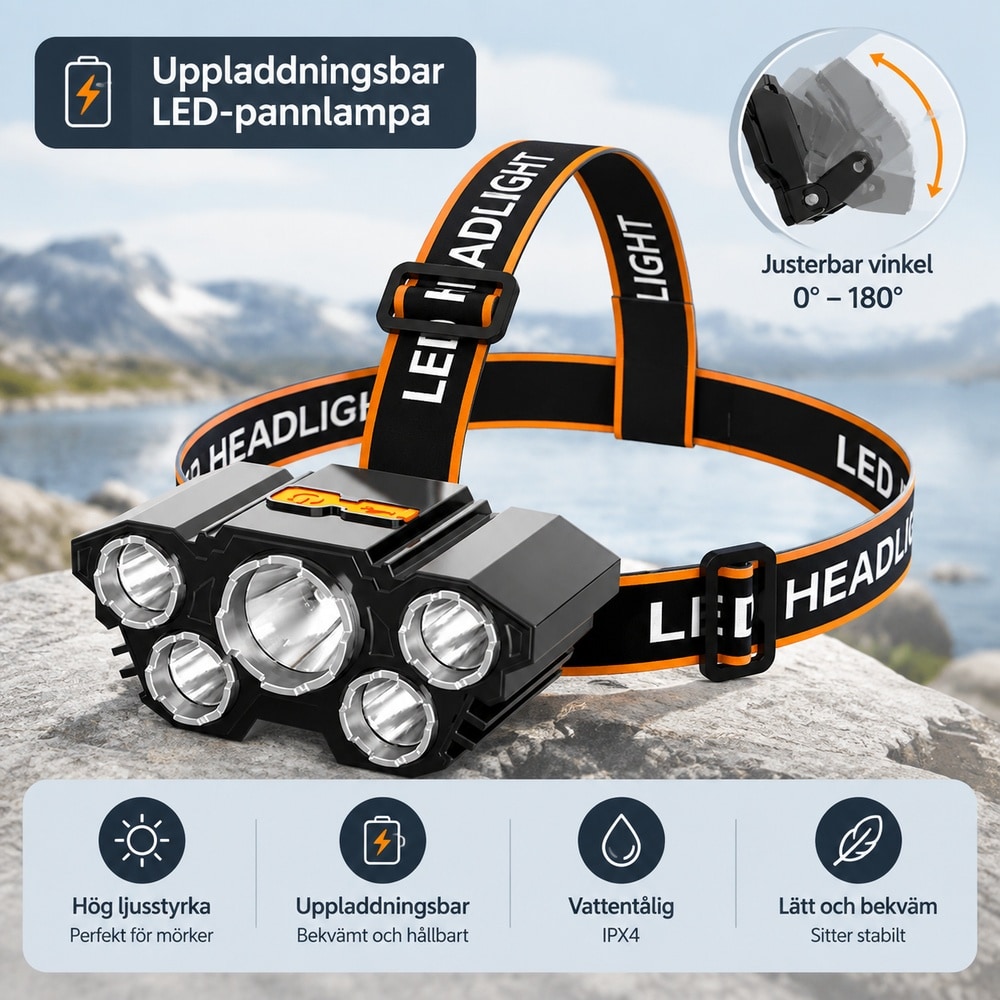 Headlamp — hero plus angle infographic, input 2